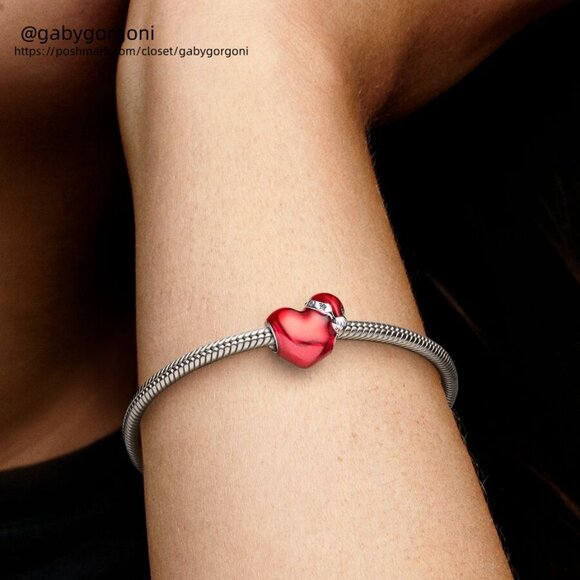 Pandora Metallic Red Christmas Heart Charm|Pendant - Picture 2 of 2